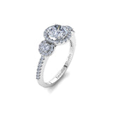 Trilogy Halo Engagement Ring with 1.00ct Round Brilliant Cut Diamond
