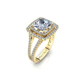 Double Halo Engagement Ring with 1.00ct Princess Cut Diamond