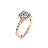 Halo Engagement Ring with 1.00ct Princess Cut Diamond