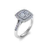 Double Halo Engagement Ring with 1.00ct Round Brilliant Cut Diamond