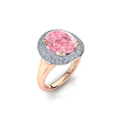 Pink Tourmaline Halo Ring with Pave Diamonds