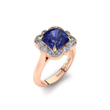 Tanzanite Halo Ring with Diamonds