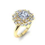 Random Halo Ring with Asscher Cut Diamond