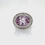 Kunzite Bezel Halo Ring