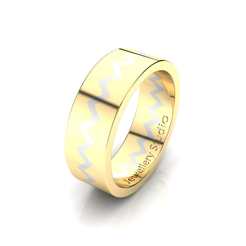 Zig Zag Inlay Men's Wedding Band