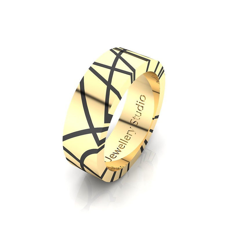 Cross Cut Men's Wedding Band