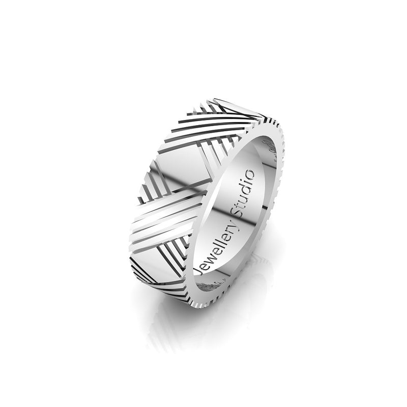 Cross Etched Men's Wedding Band