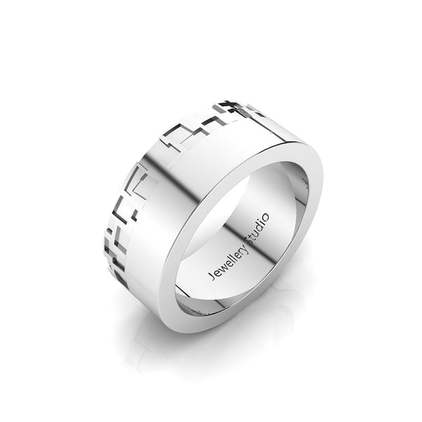 Brick Work Edge Men's Wedding Band