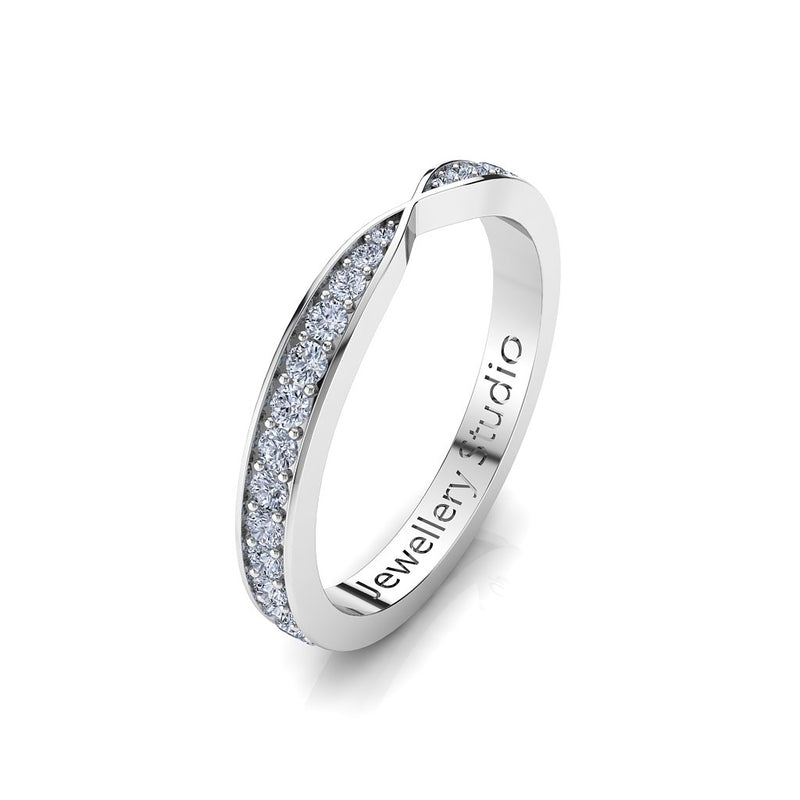 Ladies Pinch Eternity Ring with 0.85ct of Pave Diamonds