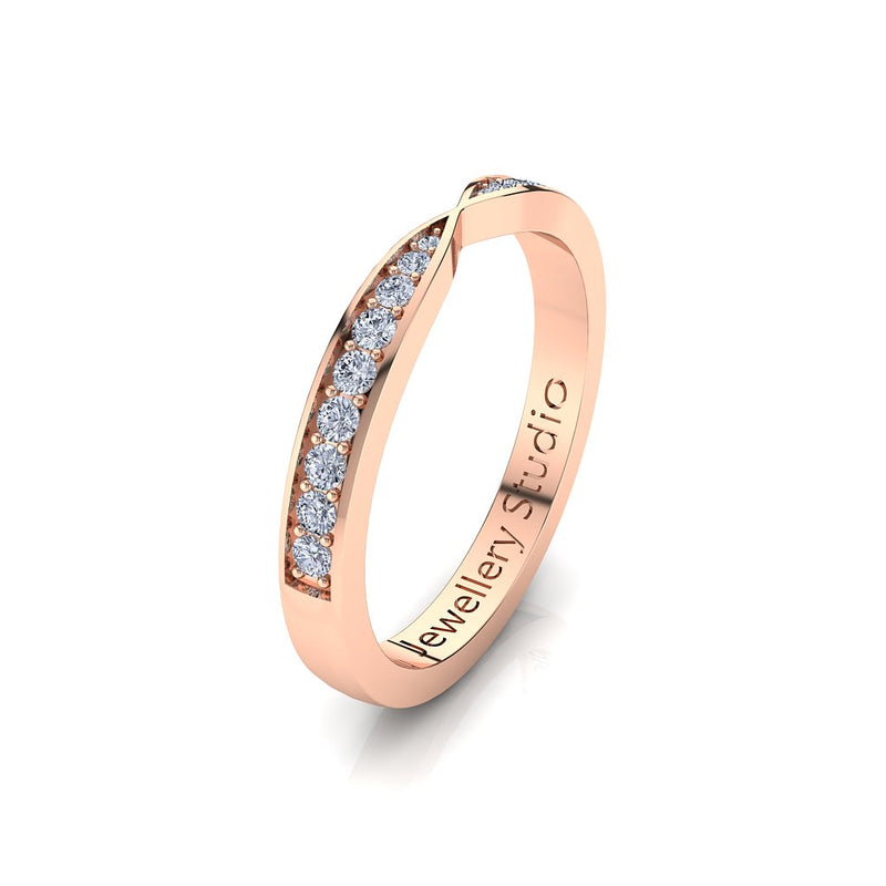 Ladies Pinch Wedding Ring with 0.25ct of Pave Diamonds