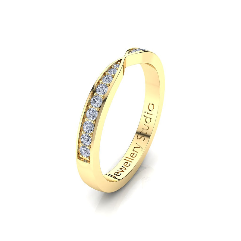 Ladies Pinch Wedding Ring with 0.25ct of Pave Diamonds