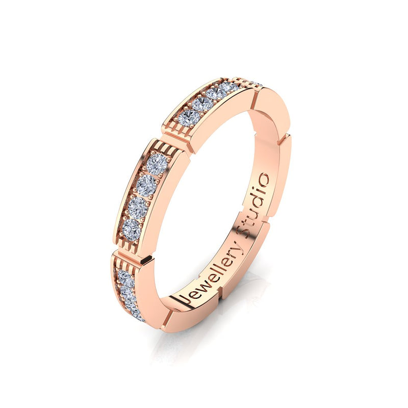 Ladies Block Eternity Ring with 0.85ct of Pave Diamonds