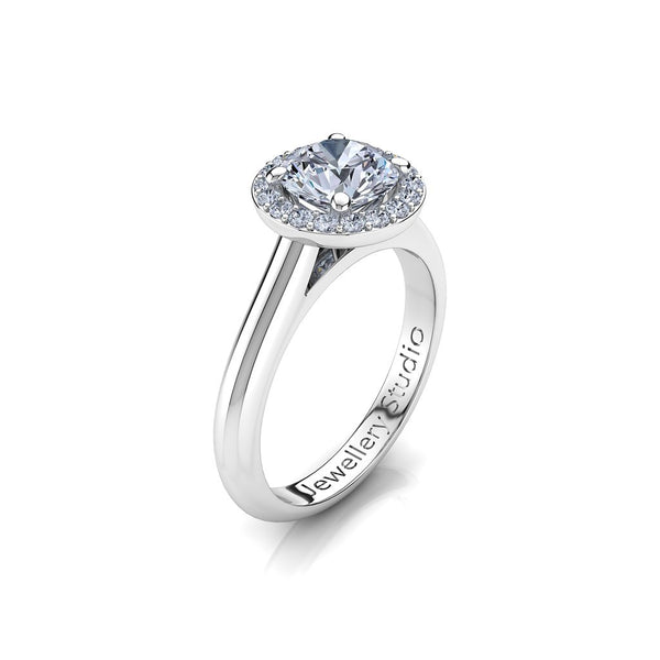Halo Engagement Ring with 0.50ct Round Brilliant Cut Diamond