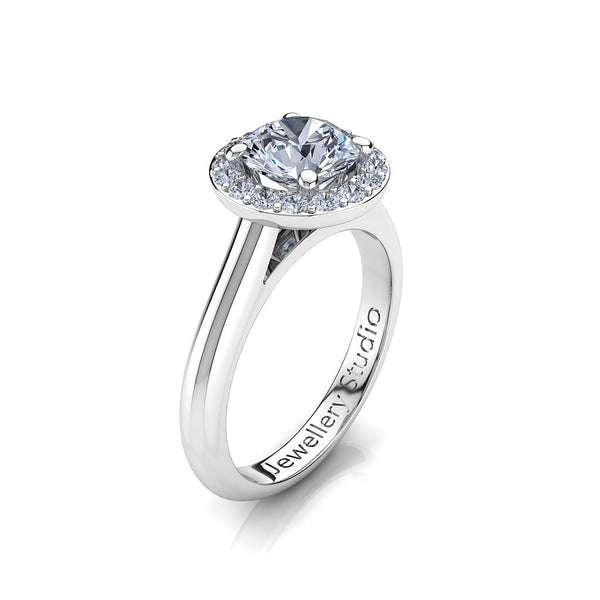 Halo Engagement Ring with 1.00ct Round Brilliant Cut Diamond