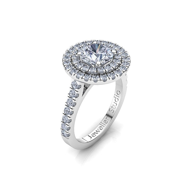 Double Halo Engagement Ring with 1.00ct Round Brilliant Cut Diamond