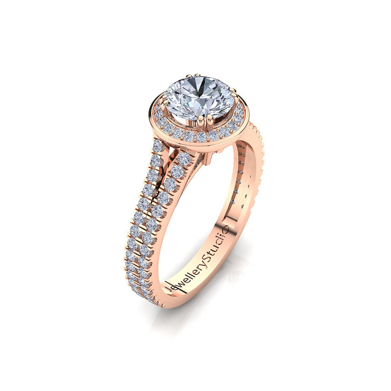 Halo Engagement Ring with 1.00ct Round Brilliant Cut Diamond