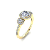 Trilogy Halo Engagement Ring with 1.00ct Round Brilliant Cut Diamond
