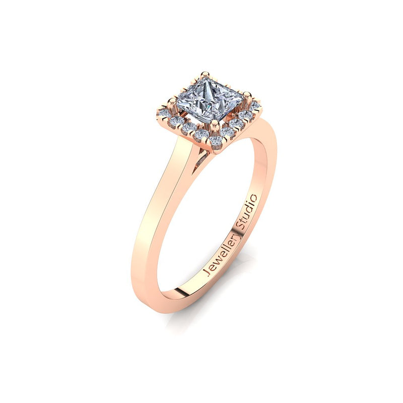 Halo Engagement Ring with 0.50ct Princess Cut Diamond