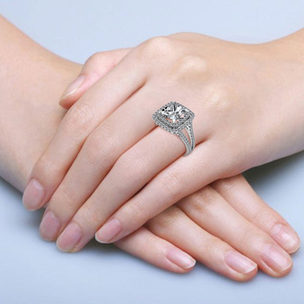 Double Halo Engagement Ring with 1.00ct Princess Cut Diamond