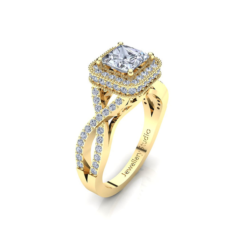 Halo Engagement Ring with 1.00ct Princess Cut Diamond