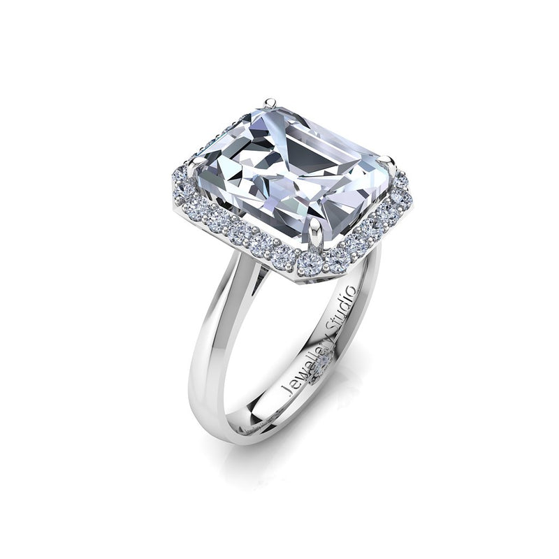 Halo Engagement Ring with 3.00ct Radiant Cut Diamond