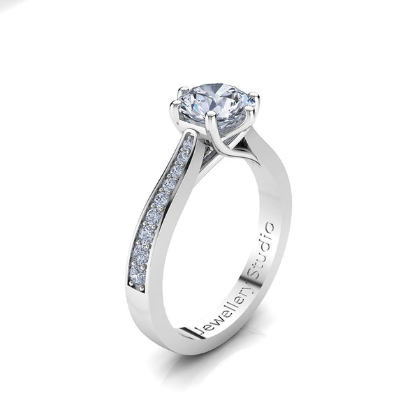 Solitaire Engagement Ring with 1.00ct Round Brilliant Cut Diamond