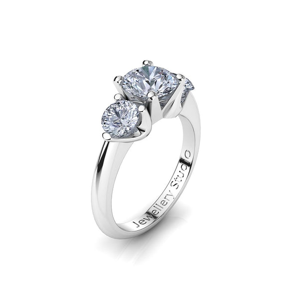 Trilogy Engagement Ring with 1.00ct Round Brilliant Cut Diamond