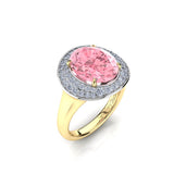 Pink Tourmaline Halo Ring with Pave Diamonds