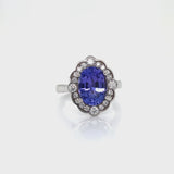 Tanzanite Antique Style Halo Ring