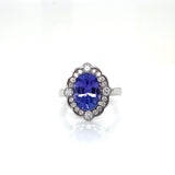 Tanzanite Antique Style Halo Ring