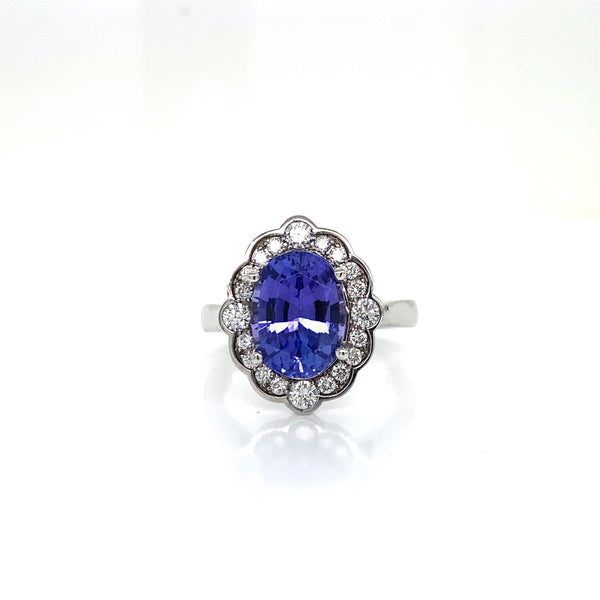 Tanzanite Antique Style Halo Ring