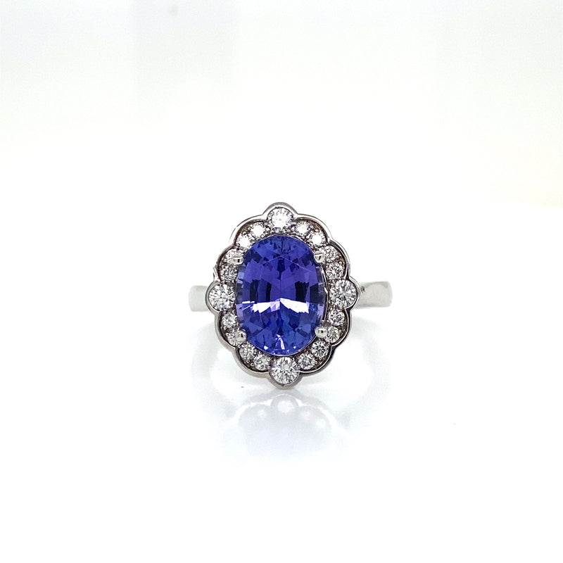 Tanzanite Antique Style Halo Ring
