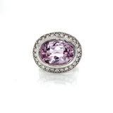 Kunzite Bezel Halo Ring