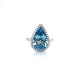 Aquamarine Halo Ring