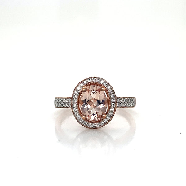 Oval Morganite Halo Ring
