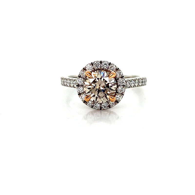 Champagne Halo Engagement Ring